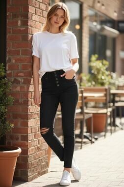 TOPSHOP Moto Kristen Jeans Size W 28 / L 32 Dark Denim Jean High Waist Torn Knee